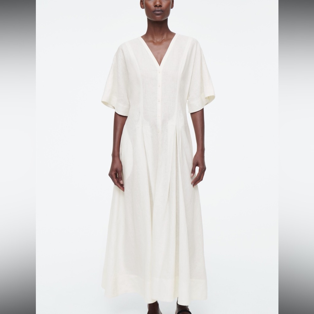 COS PLEATED A-LINE MIDI SHIRT DRESS *NWT